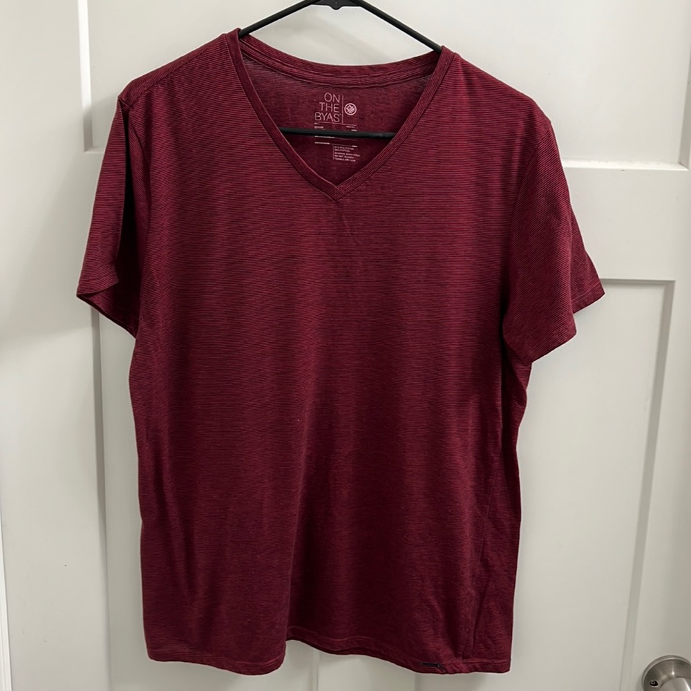 On the Byas Dark Red Striped Shirt